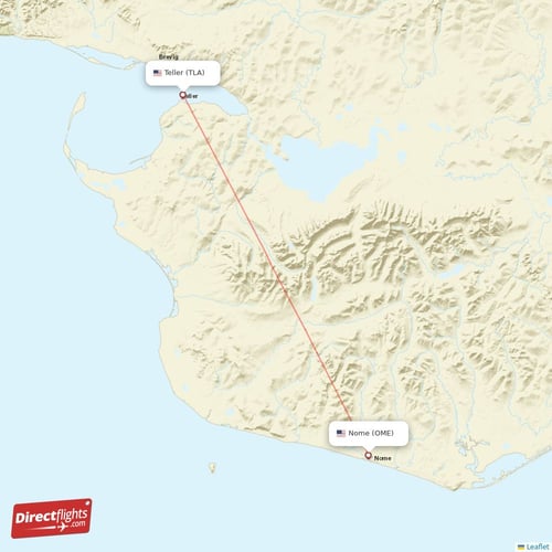 Nome - Teller direct flight map
