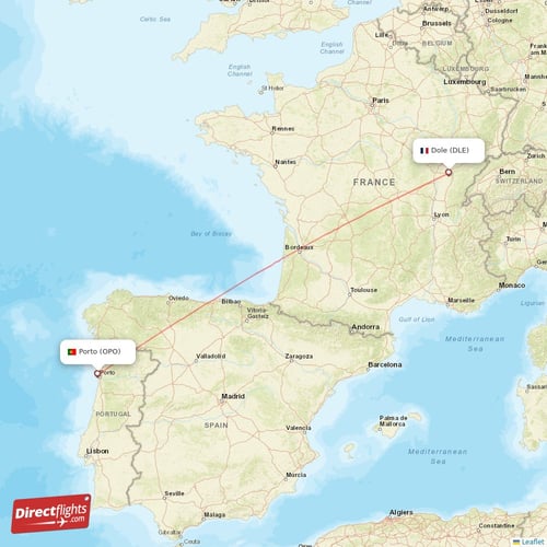 Porto - Dole direct flight map