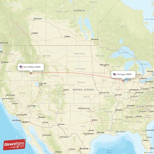 Chicago - Sun Valley direct flight map