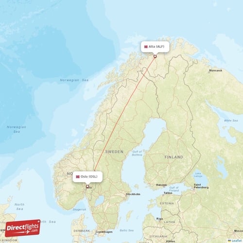 Oslo - Alta direct flight map