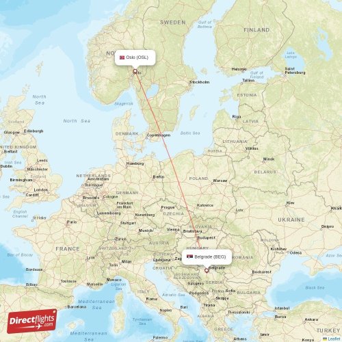 Oslo - Belgrade direct flight map