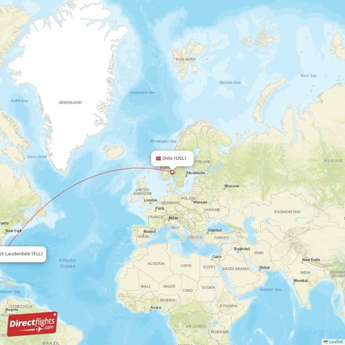 Oslo - Fort Lauderdale direct flight map