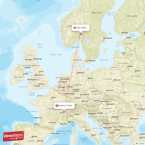 Oslo - Geneva direct flight map