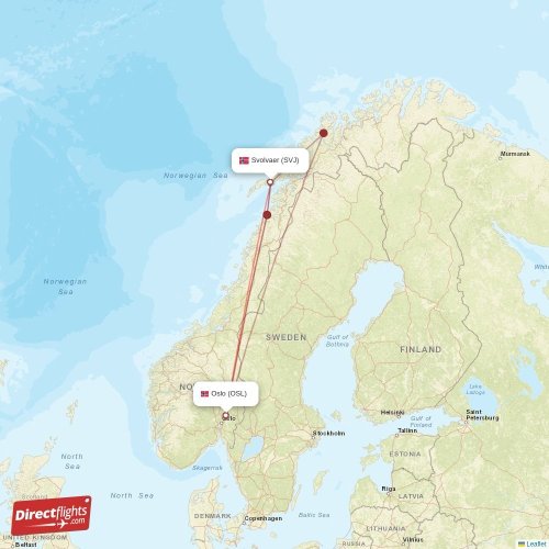 Oslo - Svolvaer direct flight map