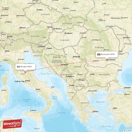 Bucharest - Perugia direct flight map
