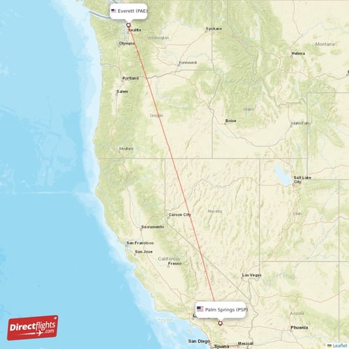 Everett - Palm Springs direct flight map