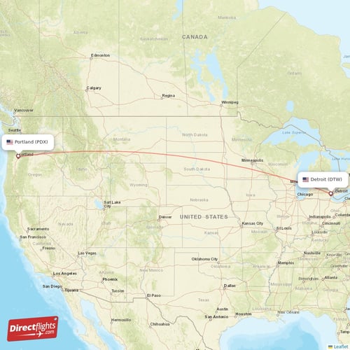 Direct flights from Portland to Detroit, PDX to DTW nonstop