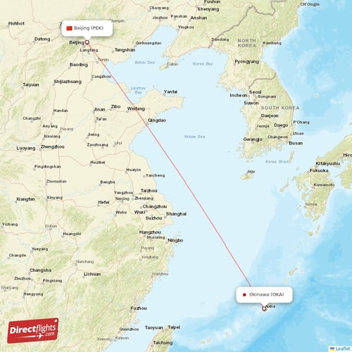 Beijing - Okinawa direct flight map