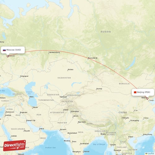 Beijing - Moscow direct flight map