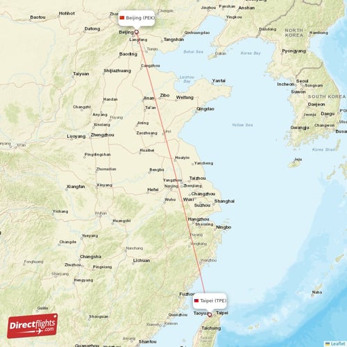Beijing - Taipei direct flight map