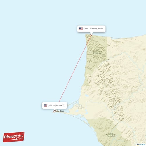 Point Hope - Cape Lisburne direct flight map