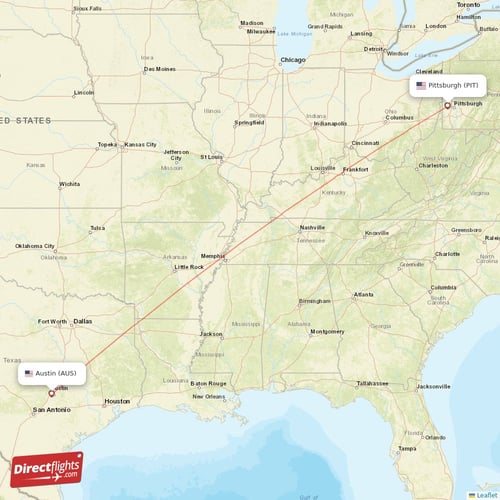 Direct flights from Pittsburgh to Austin, PIT to AUS nonstop
