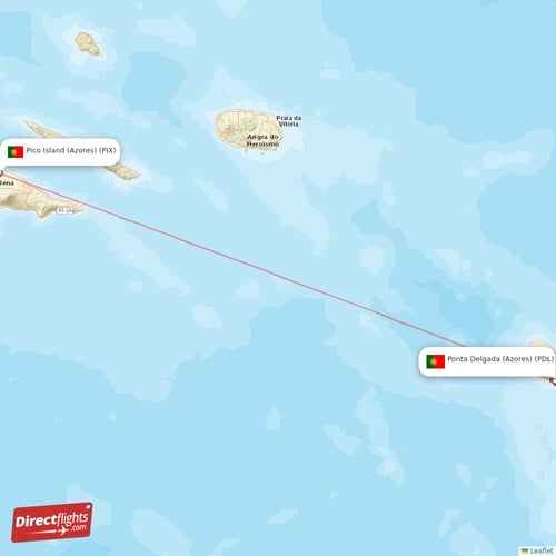 Pico Island (Azores) - Ponta Delgada (Azores) direct flight map
