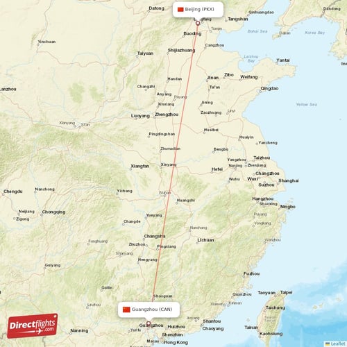 Beijing - Guangzhou direct flight map