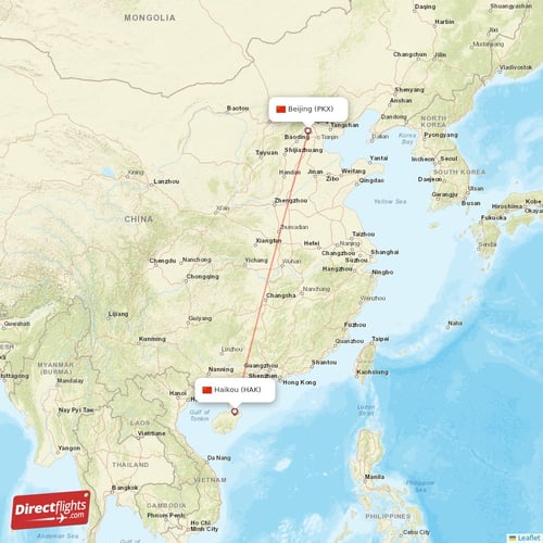 Beijing - Haikou direct flight map