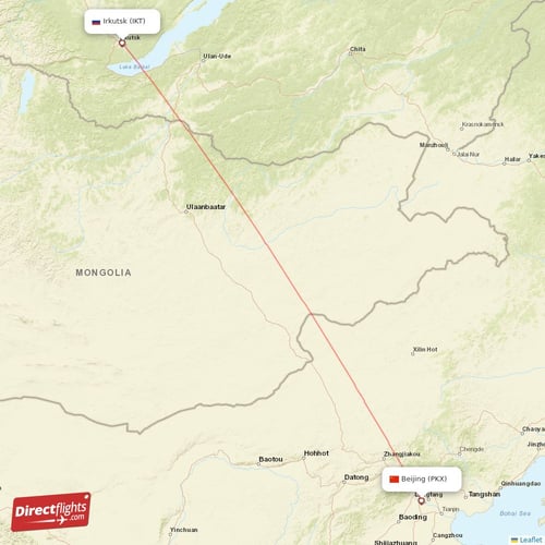 Beijing - Irkutsk direct flight map