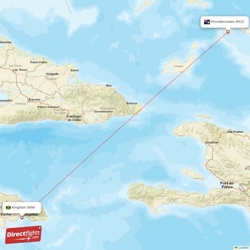 Providenciales - Kingston direct flight map