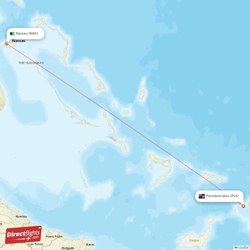 Providenciales - Nassau direct flight map