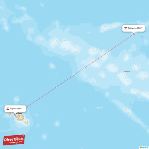 Papeete - Takapoto direct flight map
