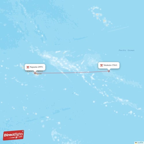 Papeete - Tatakoto direct flight map
