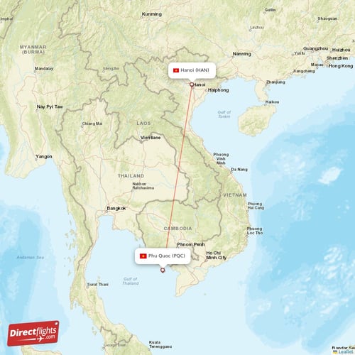 Phu Quoc - Hanoi direct flight map