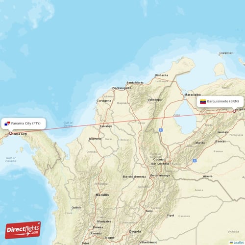 Panama City - Barquisimeto direct flight map