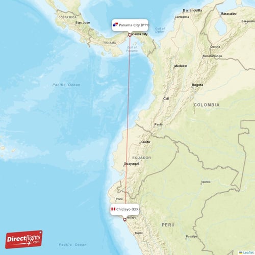 Panama City - Chiclayo direct flight map
