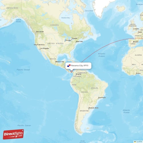 Panama City - Istanbul direct flight map