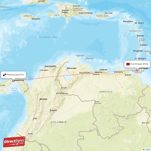 Panama City - Port Of Spain direct flight map