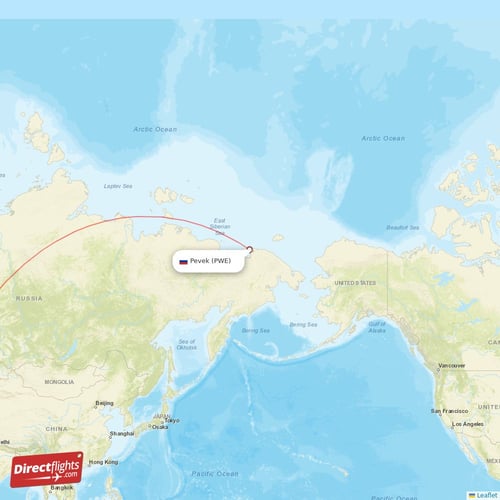 Pevek - Nizhnevartovsk direct flight map