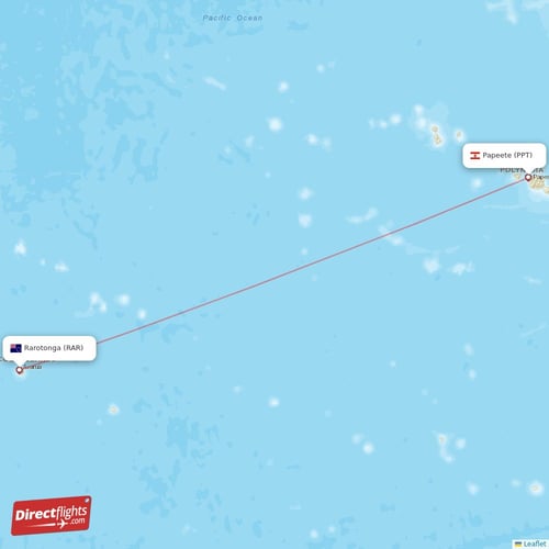 Rarotonga - Papeete direct flight map