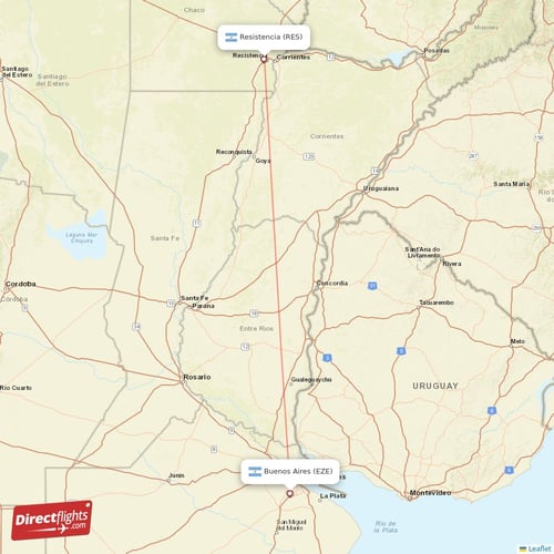 Resistencia - Buenos Aires direct flight map