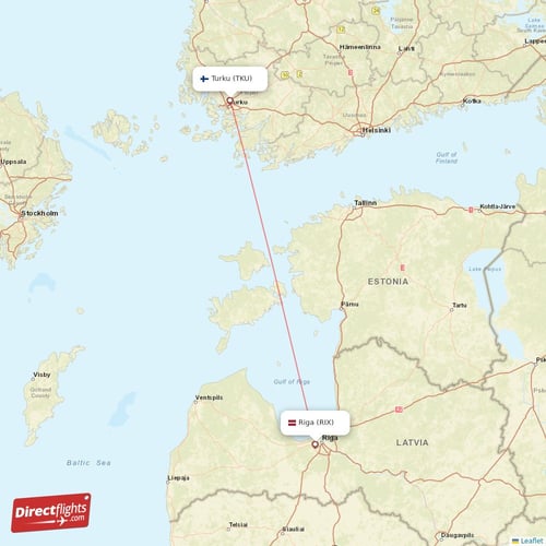 Riga - Turku direct flight map
