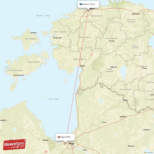 Riga - Tallinn direct flight map