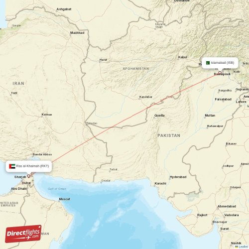Ras al-Khaimah - Islamabad direct flight map