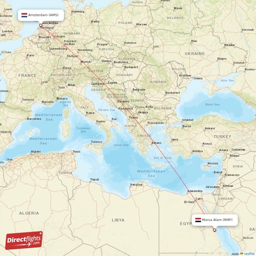 Marsa Alam - Amsterdam direct flight map