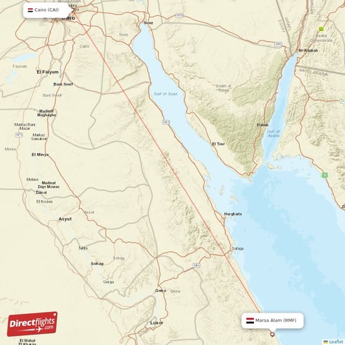 Marsa Alam - Cairo direct flight map