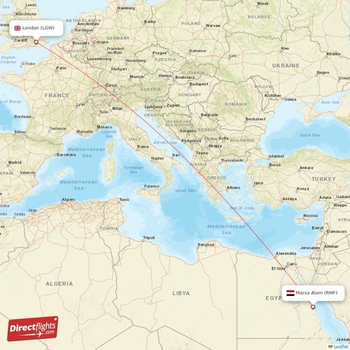 Marsa Alam - London direct flight map