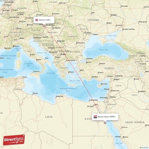 Marsa Alam - Vienna direct flight map