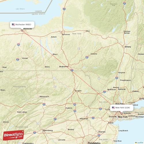 Rochester - New York direct flight map