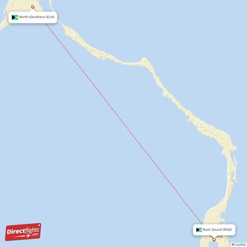 Rock Sound - North Eleuthera direct flight map