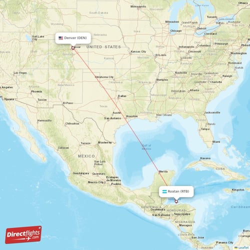 Direct flights from Roatan to Denver, RTB to DEN nonstop