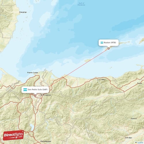 Direct flights from Roatan to San Pedro Sula, RTB to SAP nonstop