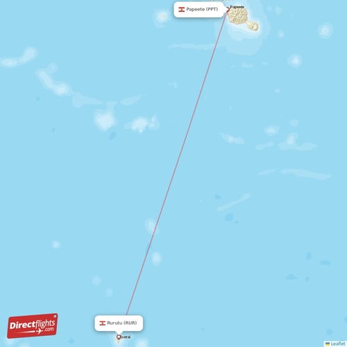 Rurutu - Papeete direct flight map