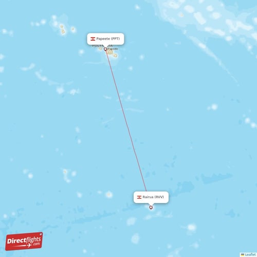 Rairua - Papeete direct flight map