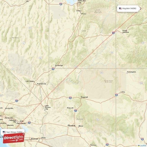 San Diego - Hayden direct flight map