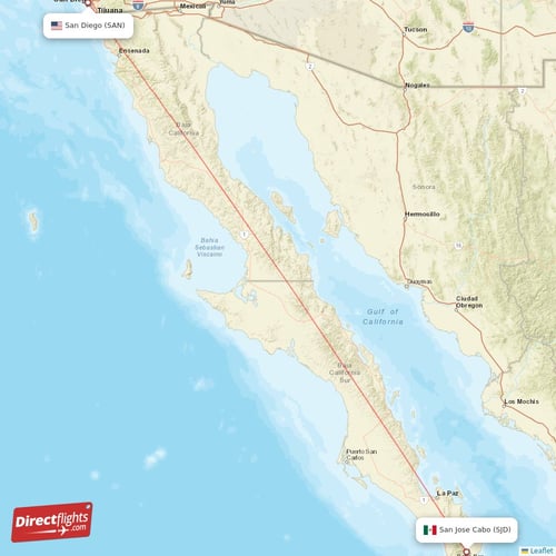San Diego - San Jose Cabo direct flight map