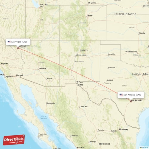 San Antonio - Las Vegas direct flight map