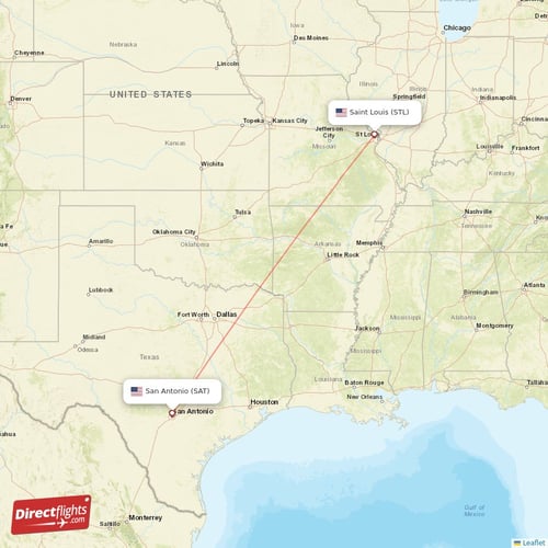 San Antonio - Saint Louis direct flight map