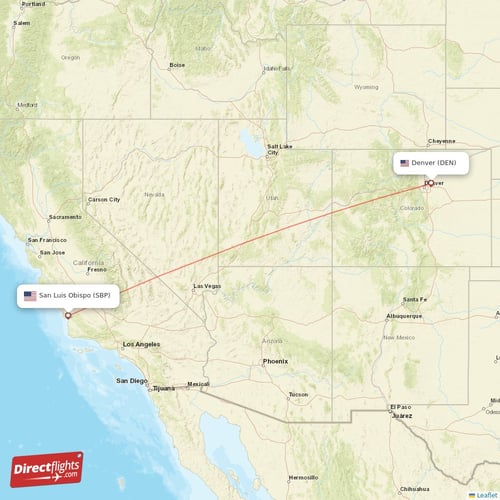 San Luis Obispo - Denver direct flight map